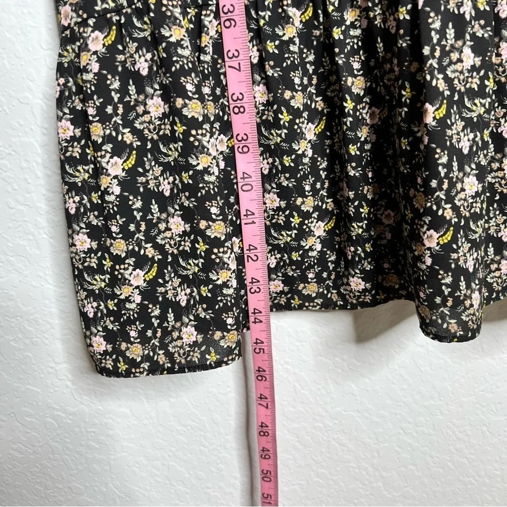 J. Crew dress midi women Medium Black Floral Pockets sleeveless M_8